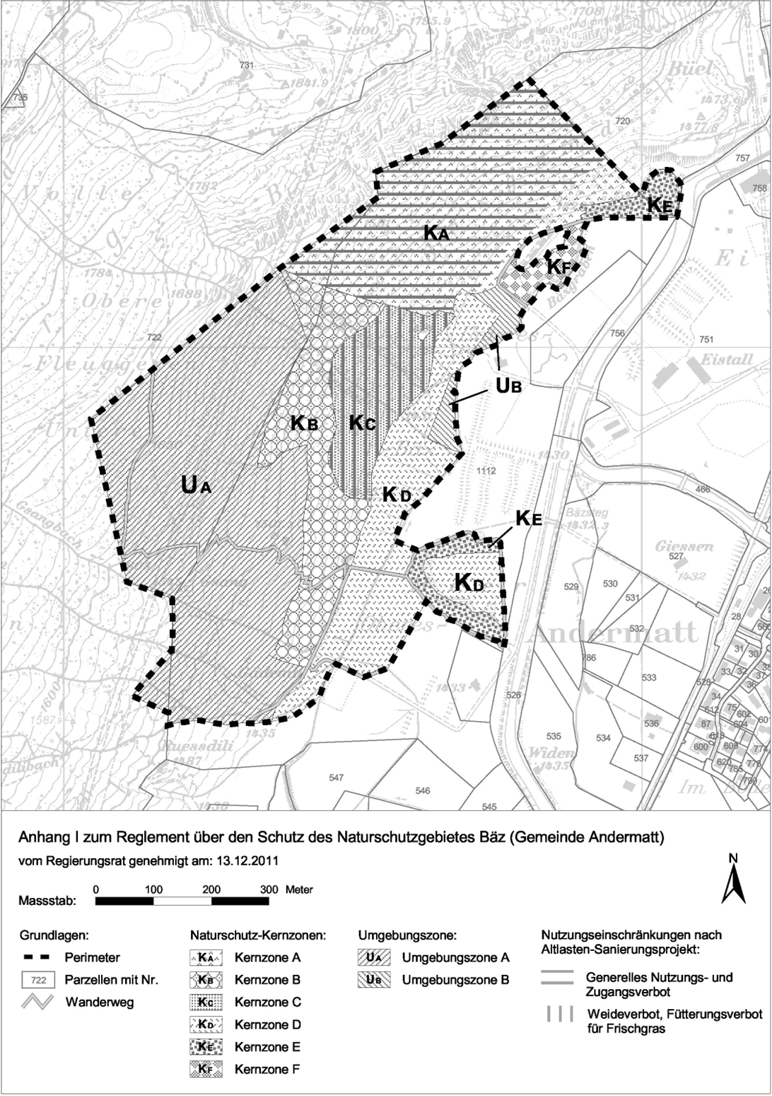 Schutzzonenplan Naturschutzgebiet Bäz